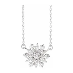 14K White or Yellow Gold 1/2 CTW Diamond Snowflake Necklace, 18 Inch