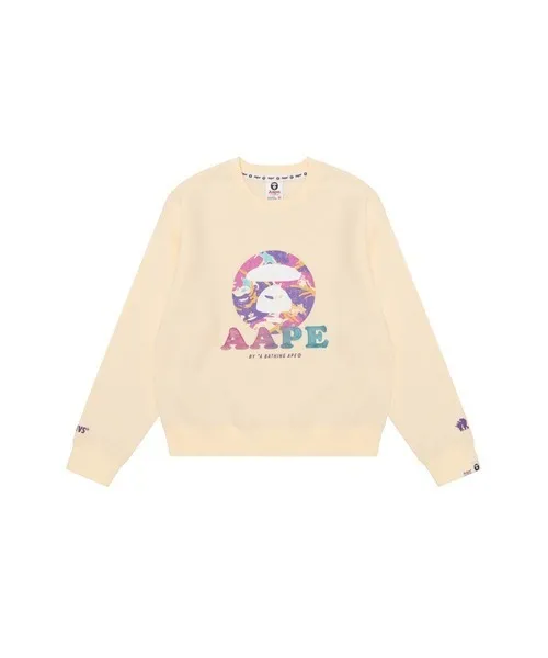 A BATHING APE  |Crew Neck Blended Fabrics Street Style Long Sleeves Cotton