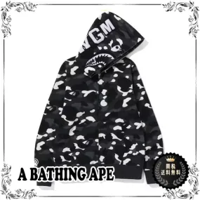 A BATHING APE  |Unisex Street Style Long Sleeves Plain Logo Hoodies