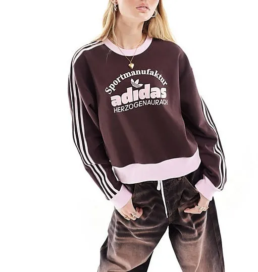 adidas  |Crew Neck Stripes Street Style Long Sleeves Logo