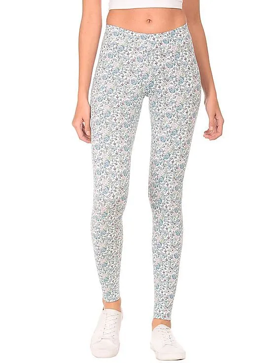 Aeropostale Floral Print Cotton Spandex Leggings