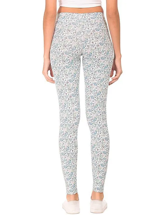 Aeropostale Floral Print Cotton Spandex Leggings