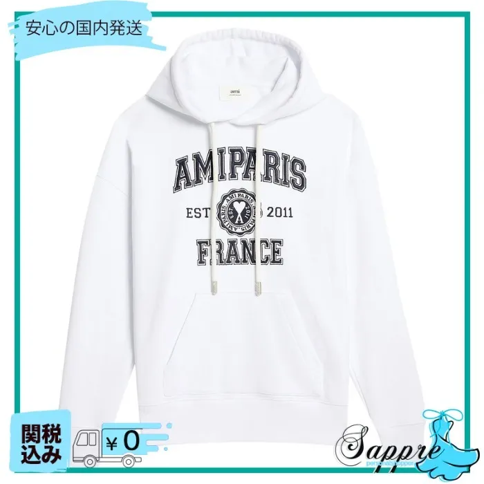 AMI PARIS  |Heart Street Style Long Sleeves Plain Cotton Logo