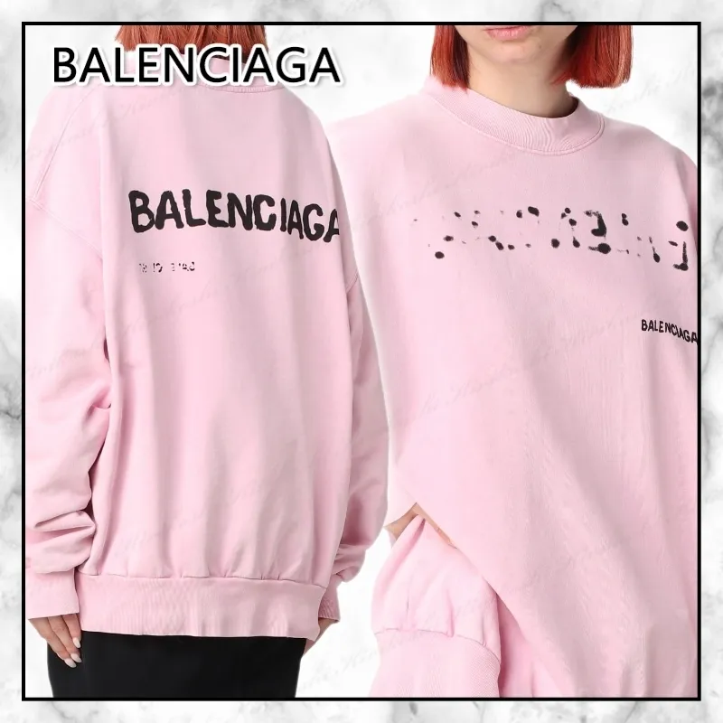 BALENCIAGA  |Unisex Street Style Long Sleeves Plain Cotton Oversized Logo