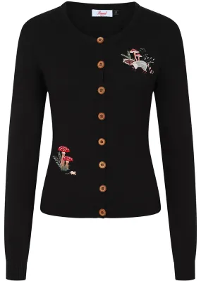 Banned Woodland Mushroom 40's Cardigan Black