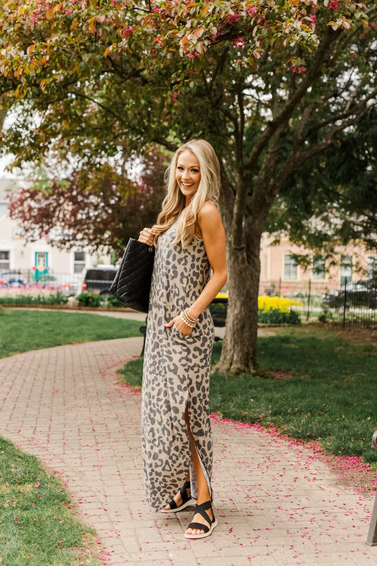 Be The Change Sleeveless Maxi Dress- Taupe