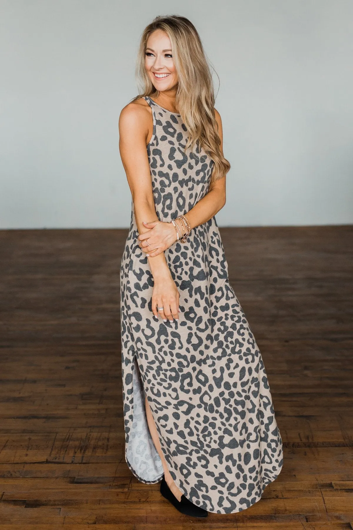 Be The Change Sleeveless Maxi Dress- Taupe