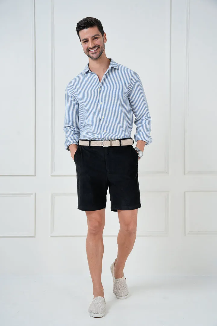 Black Corduroy Stretch Chino Shorts