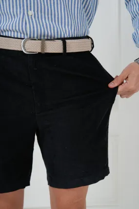 Black Corduroy Stretch Chino Shorts