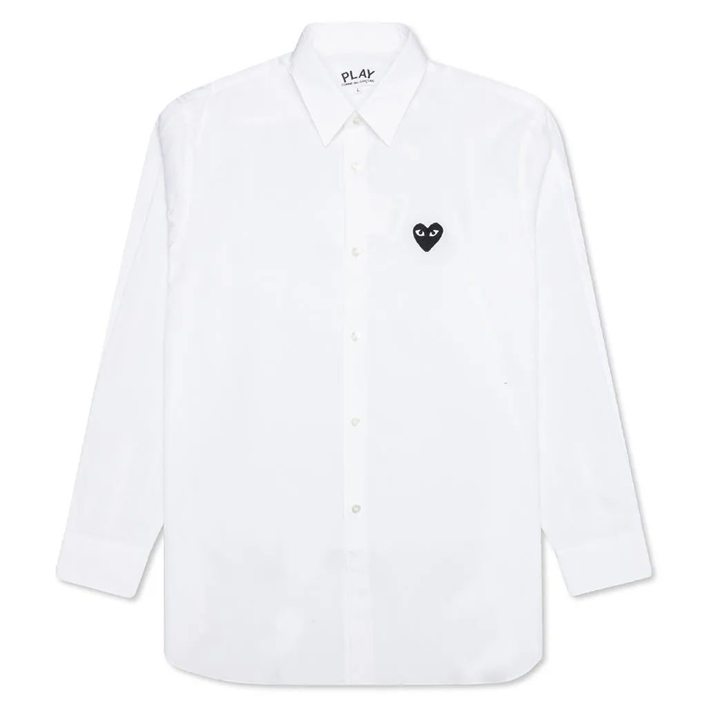 Black Heart Button Down - White