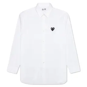 Black Heart Button Down - White