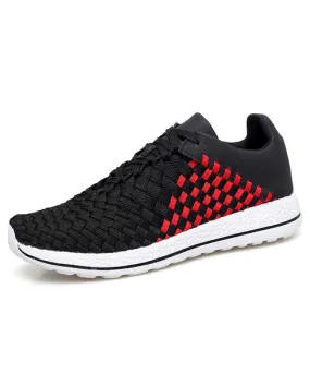 Black red weave check style shoe sneaker