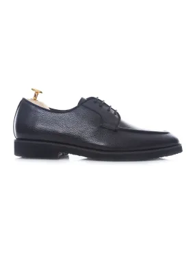 Blucher Lace Up - Black Pebble Grain Leather (Crepe Sole)