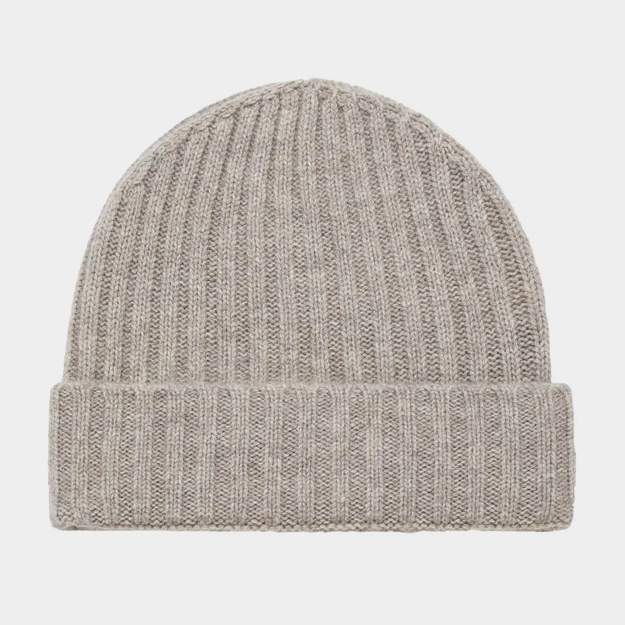 BOGGI MILANO Ribbed Cashmere Beanie Hat - Taupe