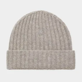 BOGGI MILANO Ribbed Cashmere Beanie Hat - Taupe