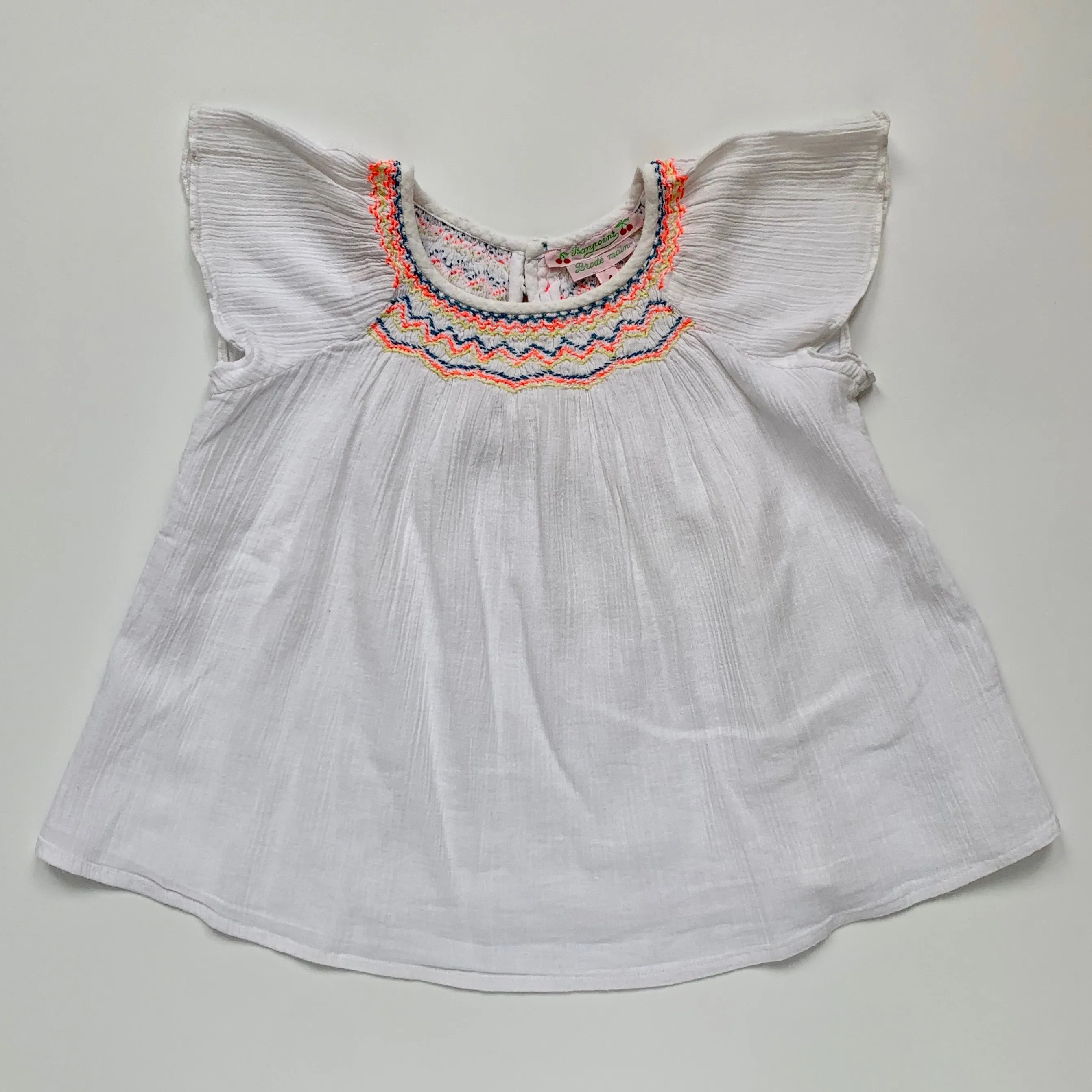 Bonpoint Gauzy Cotton Summer Top With Rainbow Trim: 4 Years