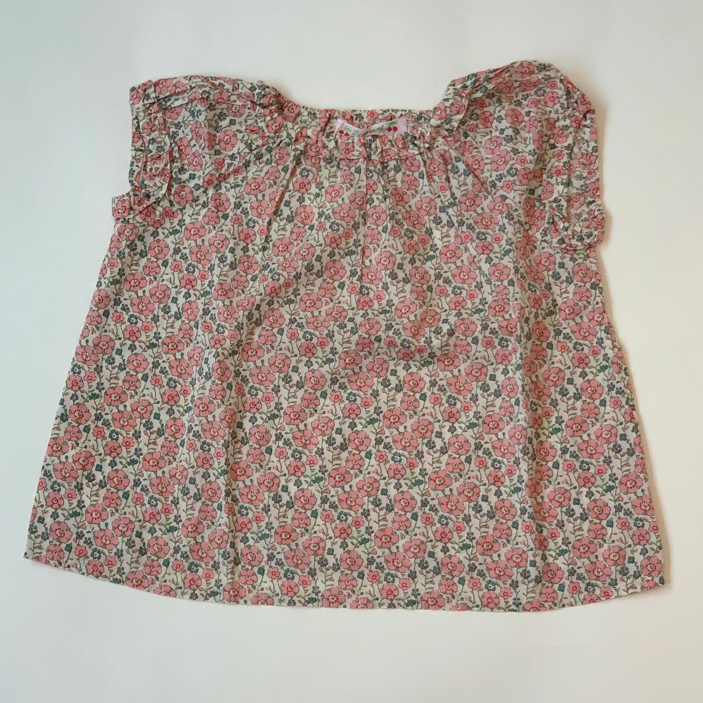 Bonpoint Pink Liberty Print Puff Sleeve Blouse: 18 Months