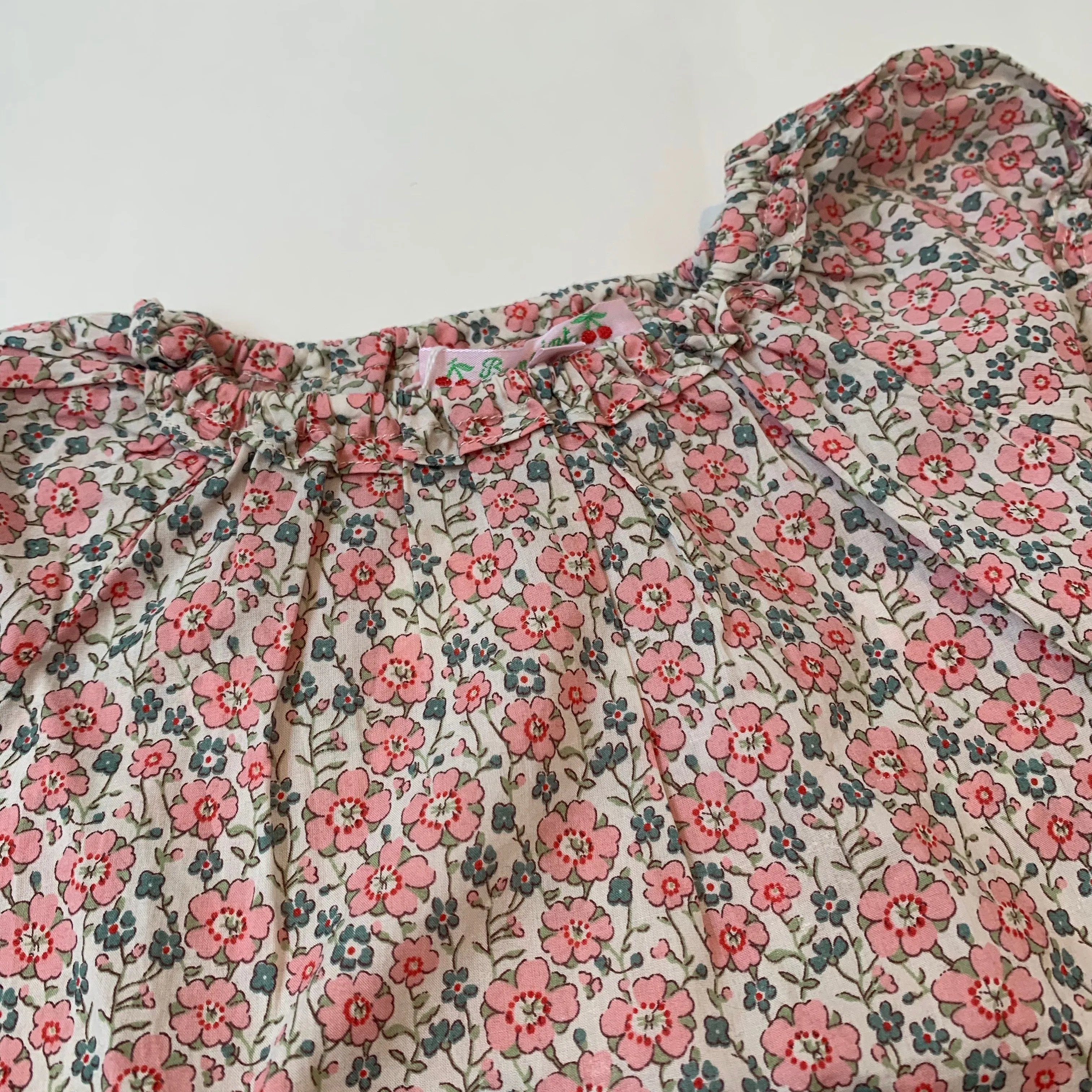 Bonpoint Pink Liberty Print Puff Sleeve Blouse: 18 Months