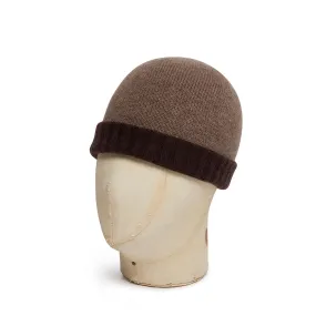 Brown & Dark Brown Reversible Cashmere Beanie