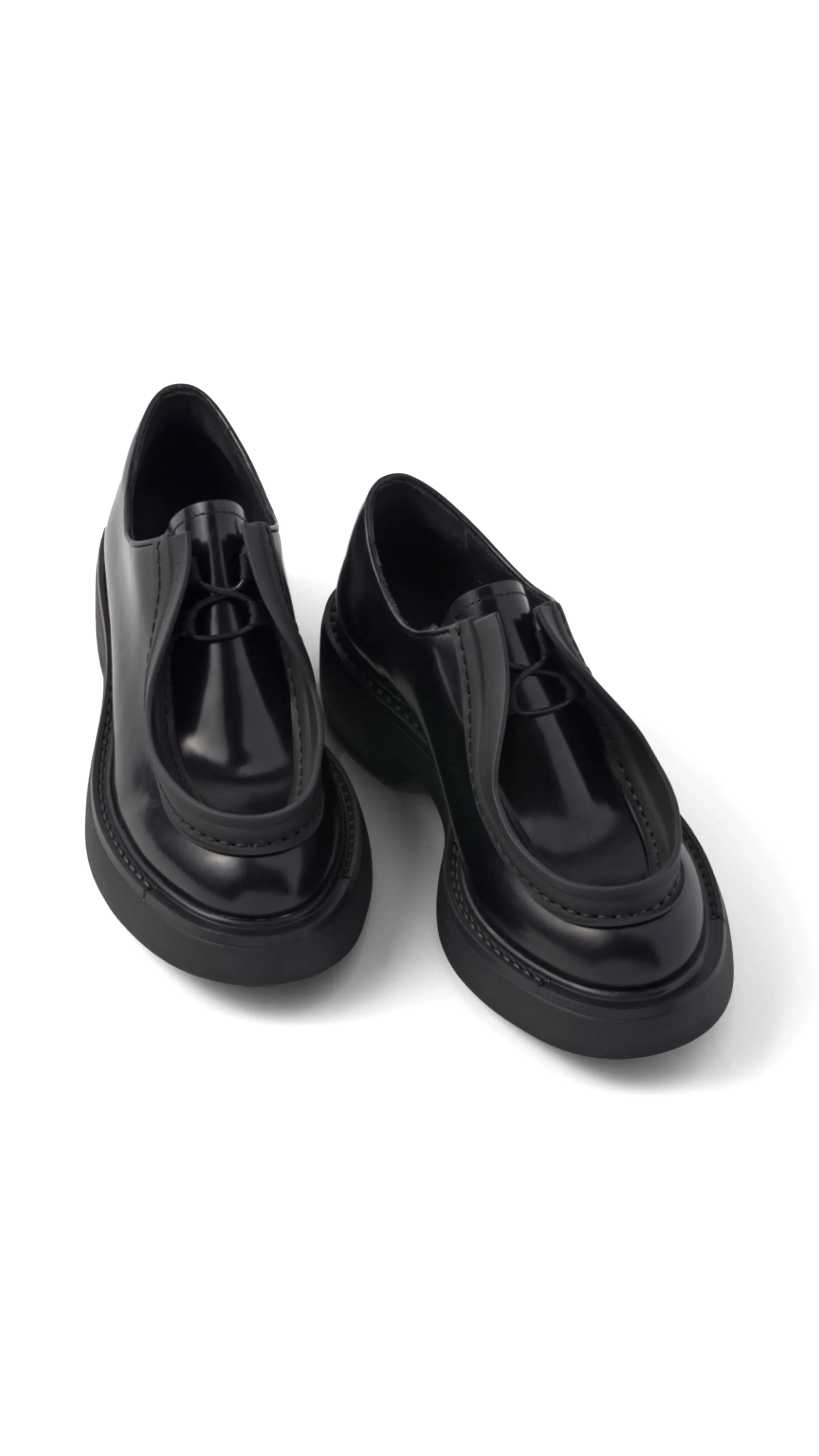 Brushed Leather Lace-up Shoes - Black