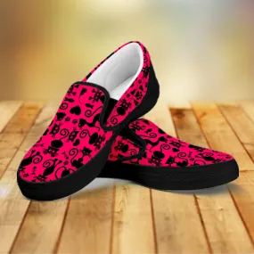 Cats Slip On Shoes Pink Black