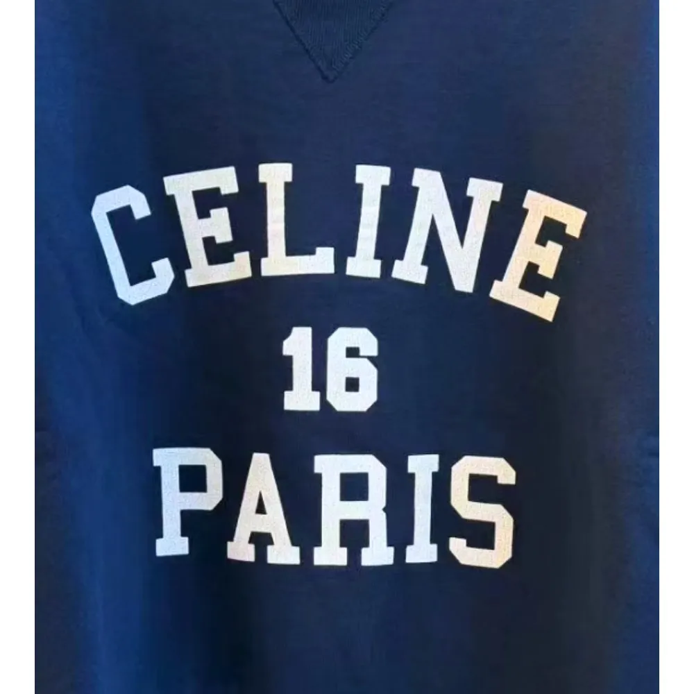 CELINE  |Crew Neck Street Style Bi-color Long Sleeves Plain Cotton