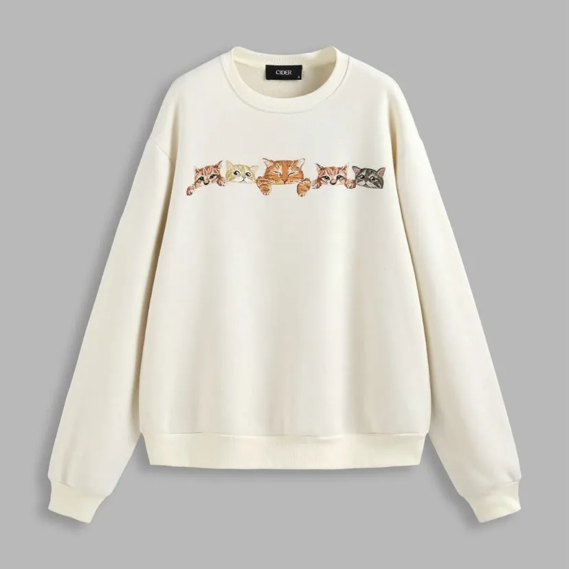 Cider  |Crew Neck Street Style Long Sleeves Other Animal Patterns