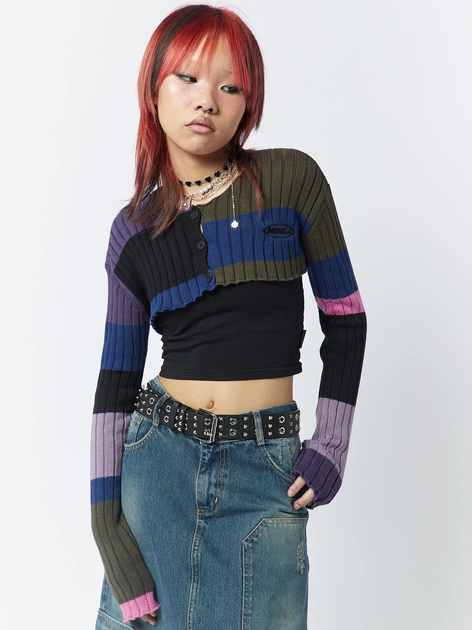 Clueless Multi-Colour Extreme Cropped Cardigan