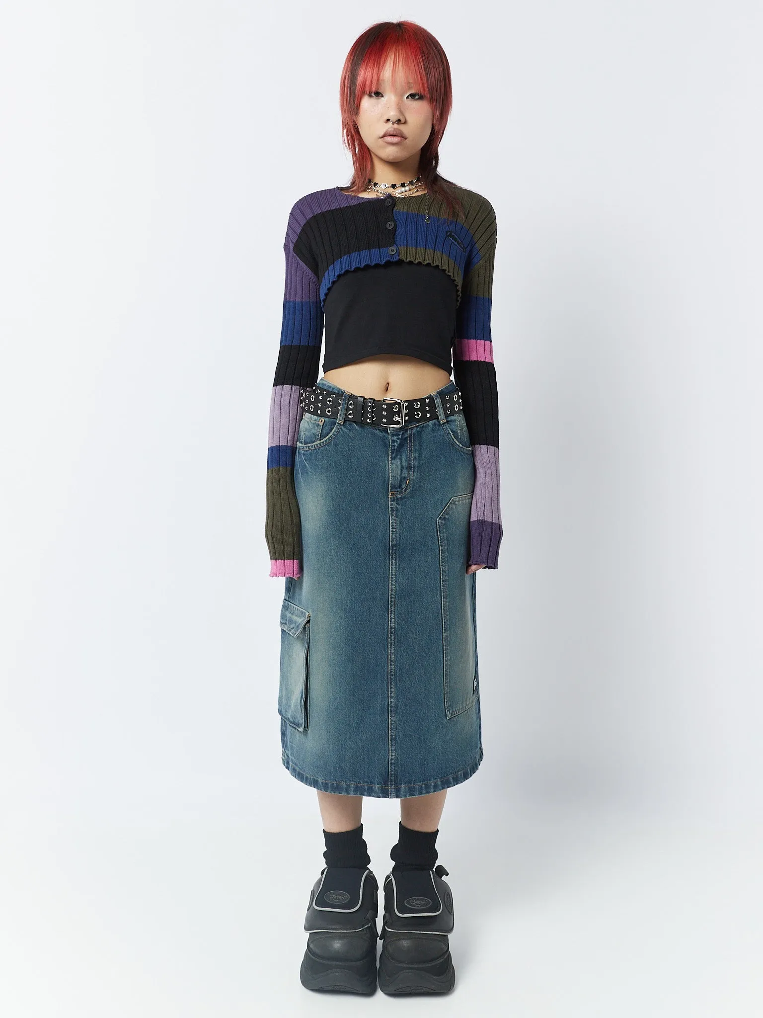 Clueless Multi-Colour Extreme Cropped Cardigan