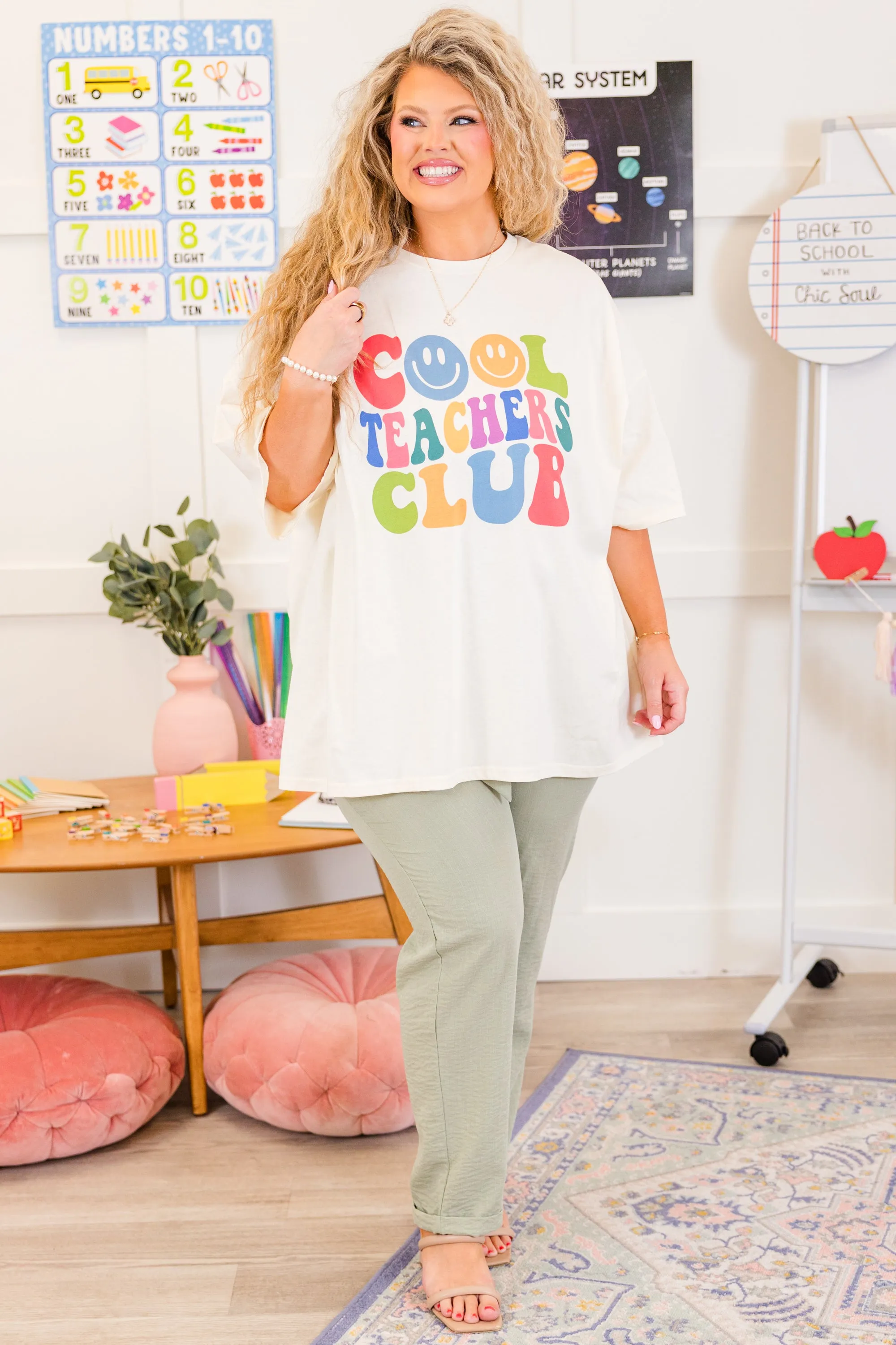 Cool Teacher Era Boyfriend Tee, Ivory