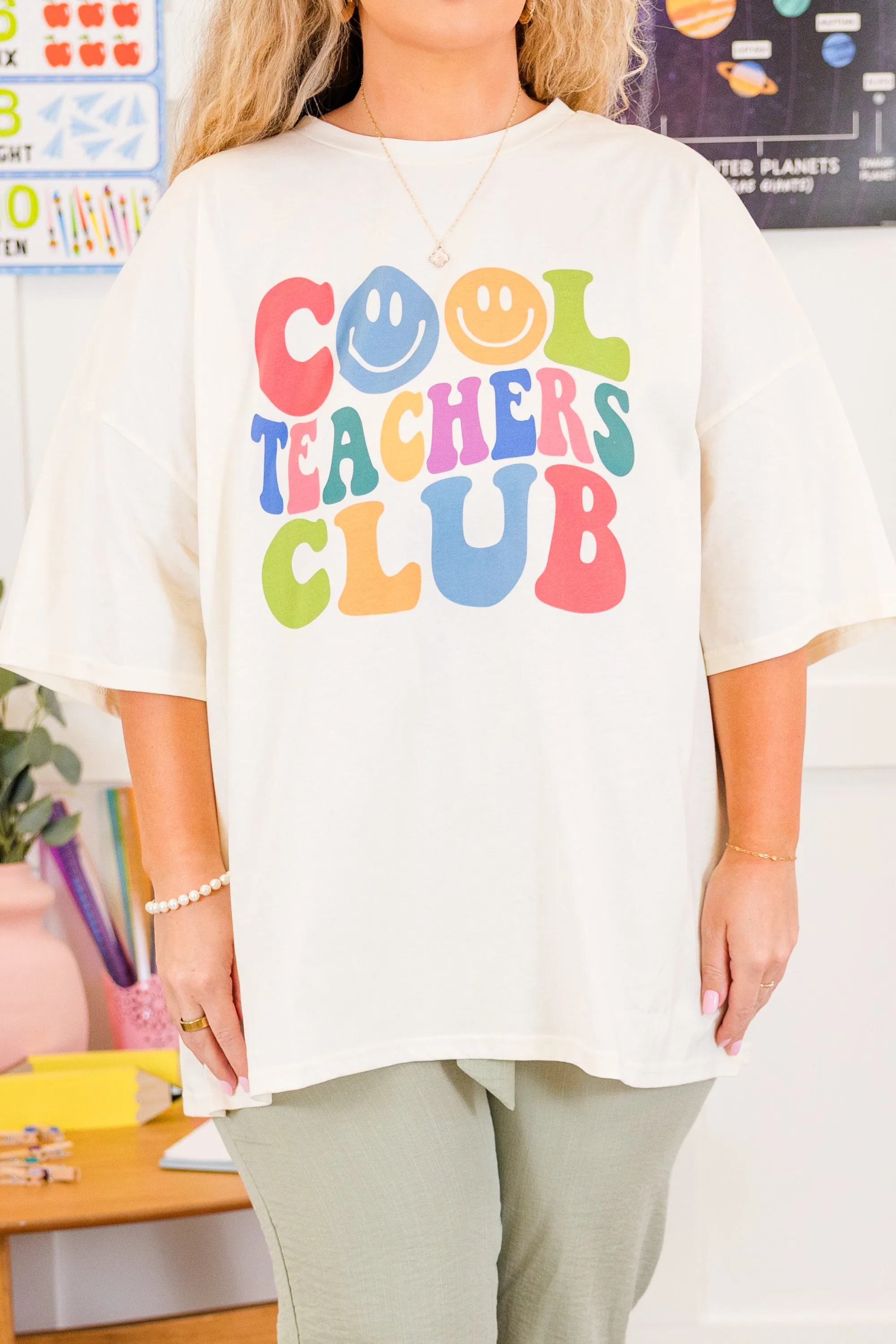 Cool Teacher Era Boyfriend Tee, Ivory