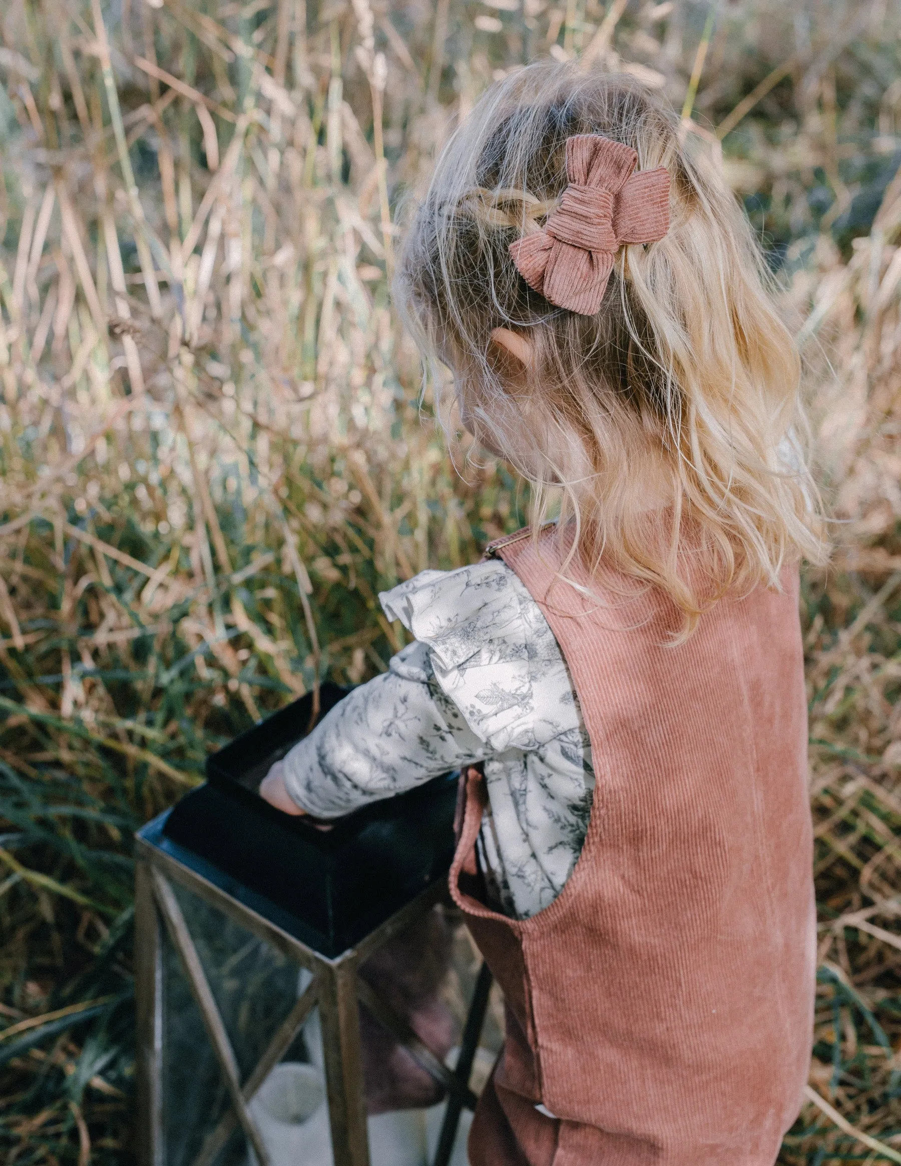 Corduroy Pinwheel Bow - Copper Dust