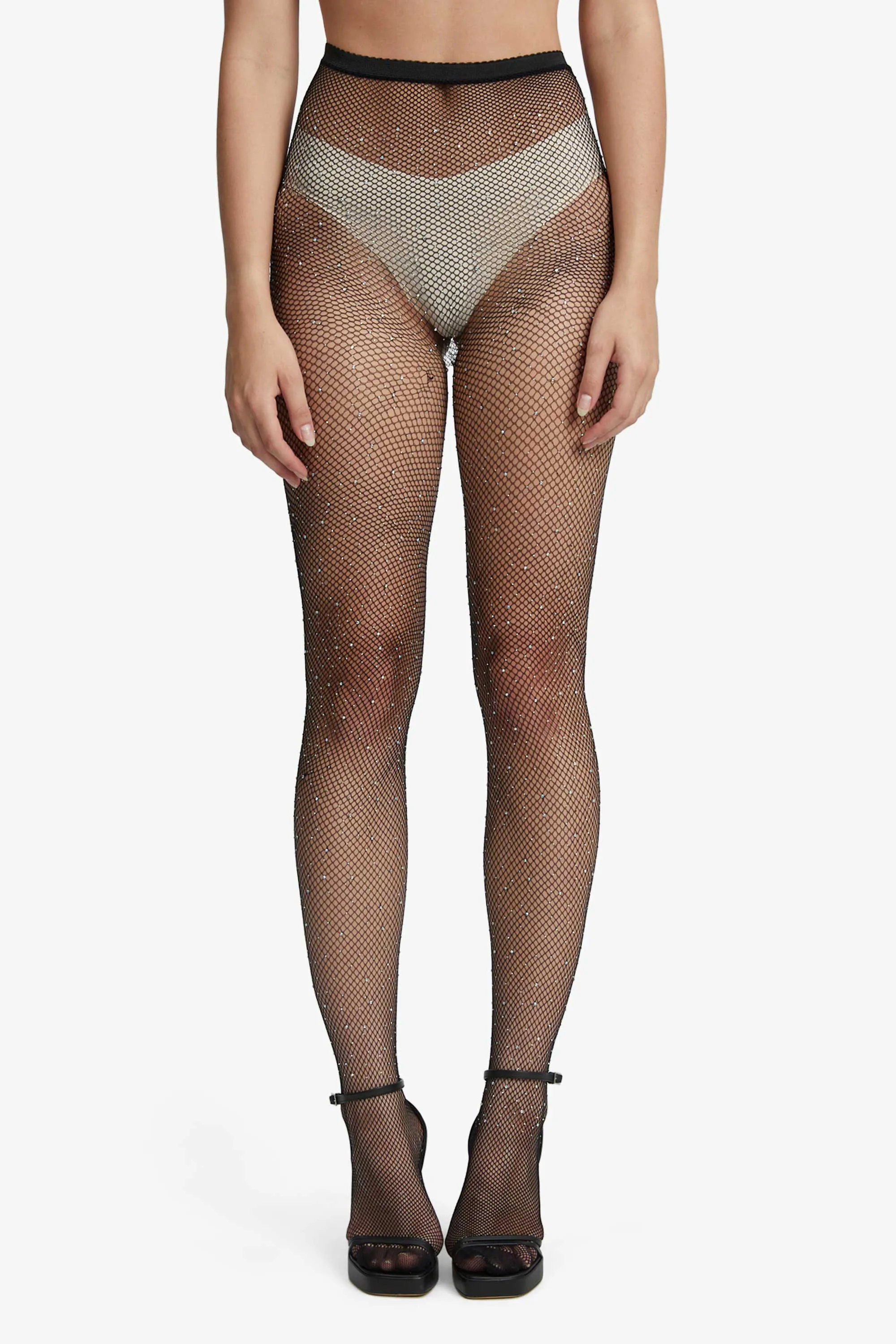 diamante tights in black