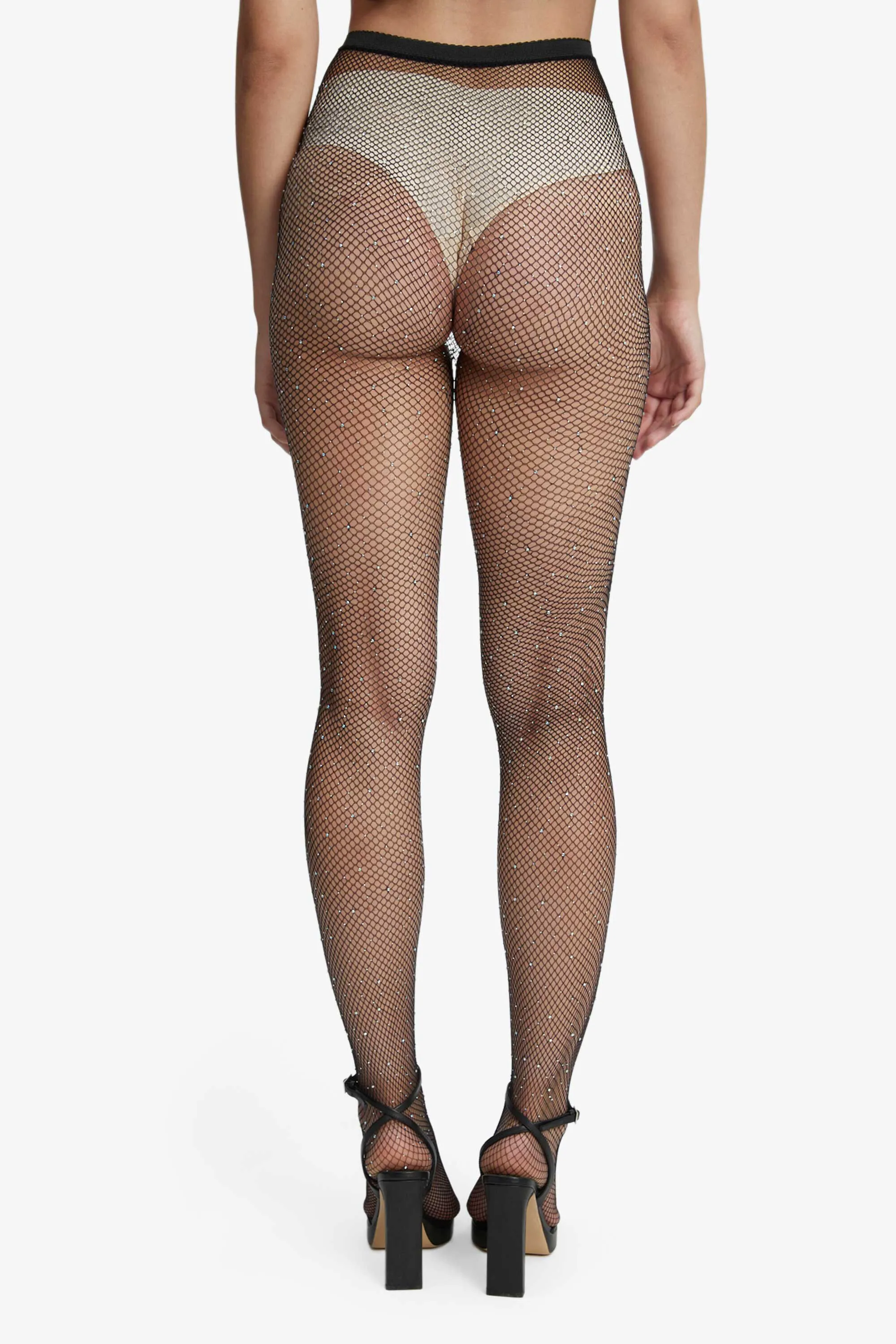 diamante tights in black