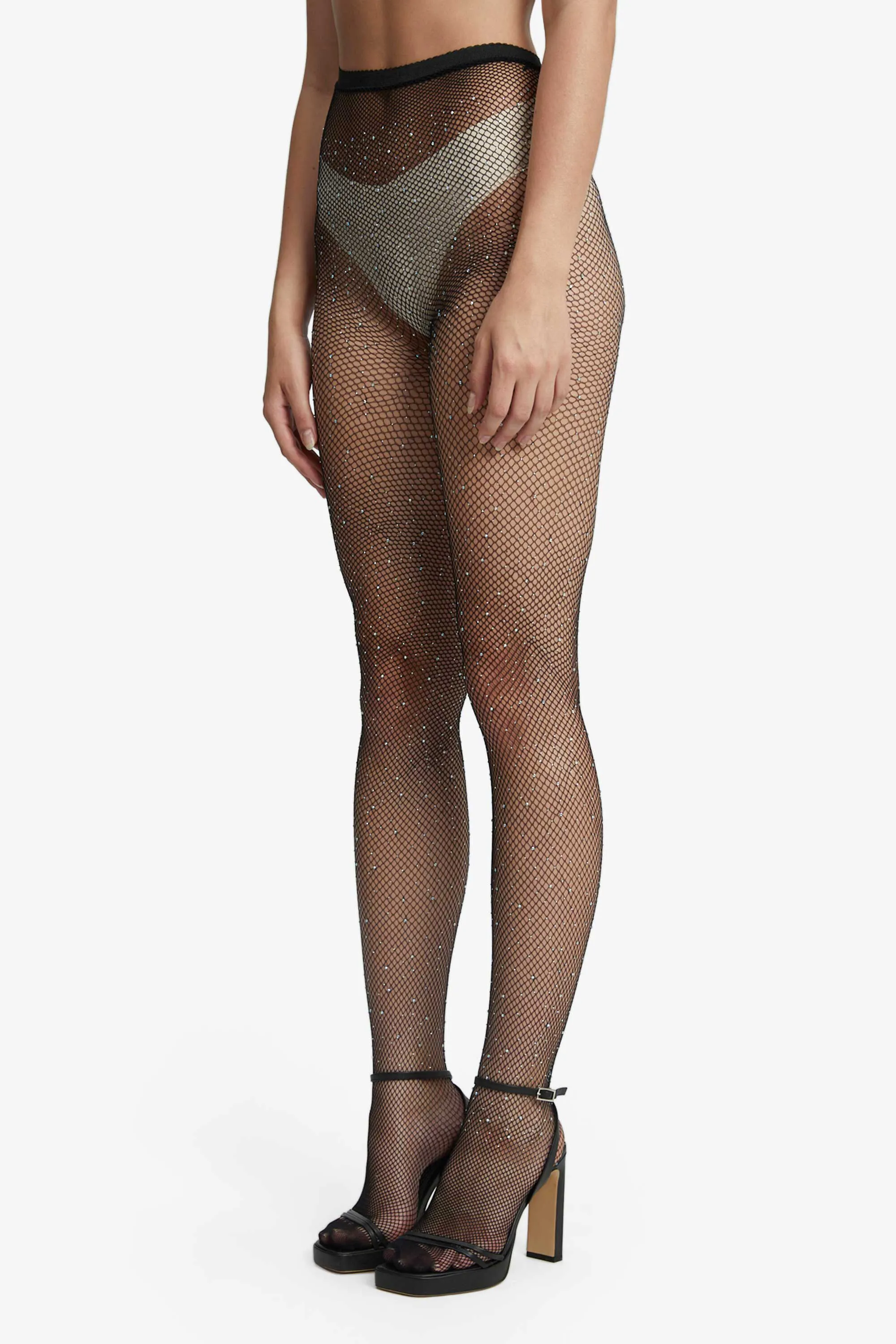 diamante tights in black