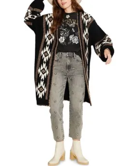 Driftwood Women's Whipstitched Geo-Print Cardigan