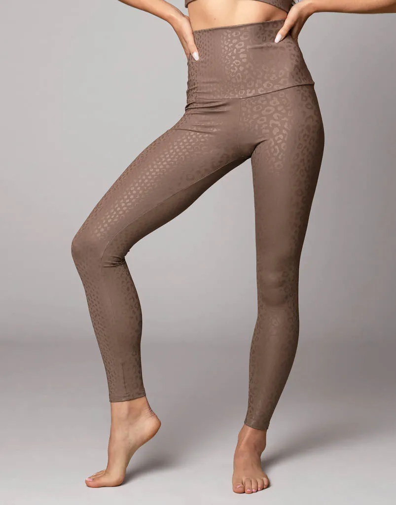 Embossed Leopard Legging Latte