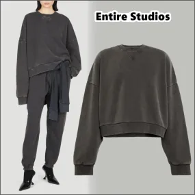 entire studios  |Crew Neck Unisex Street Style Long Sleeves Plain Cotton