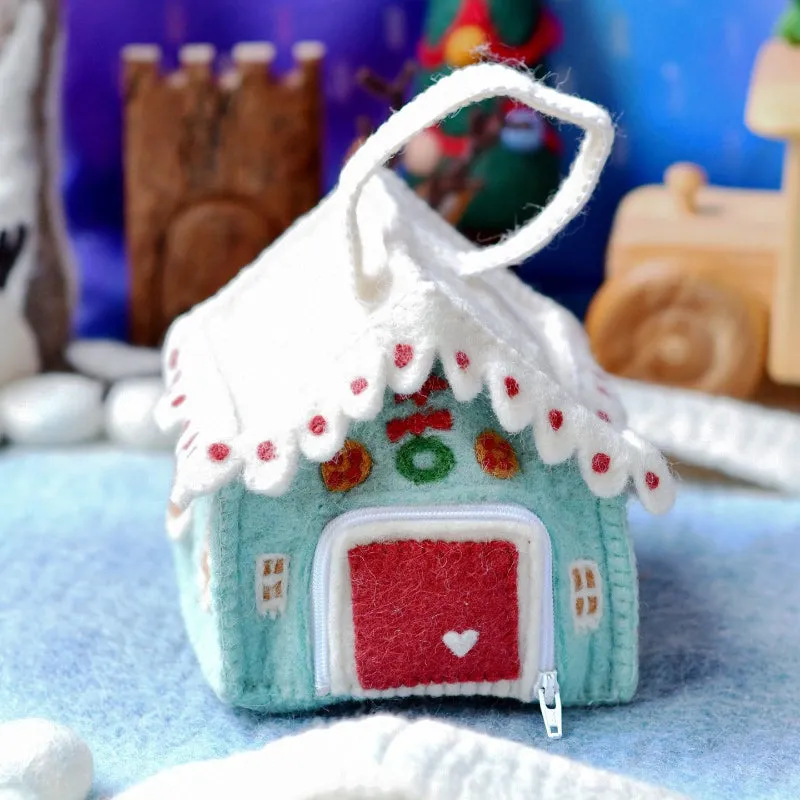 Felt Gingerbread House Bag - Blue