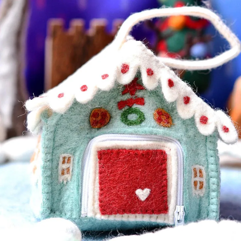 Felt Gingerbread House Bag - Blue