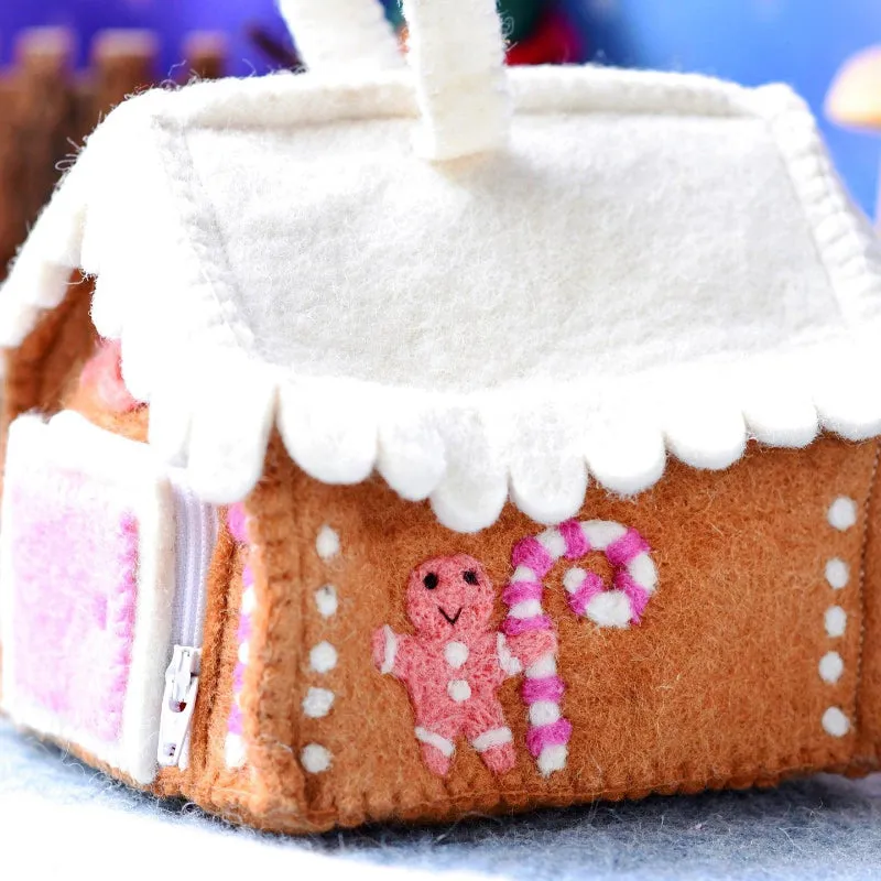 Felt Gingerbread House Bag - Pink