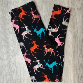 Floral Deer Print Soft Leggings