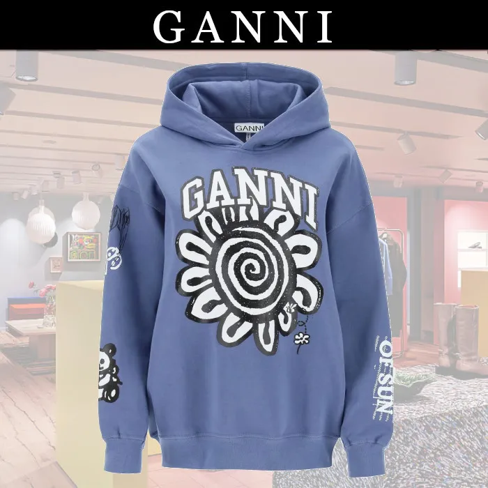 Ganni  |Unisex Blended Fabrics Street Style Long Sleeves Plain