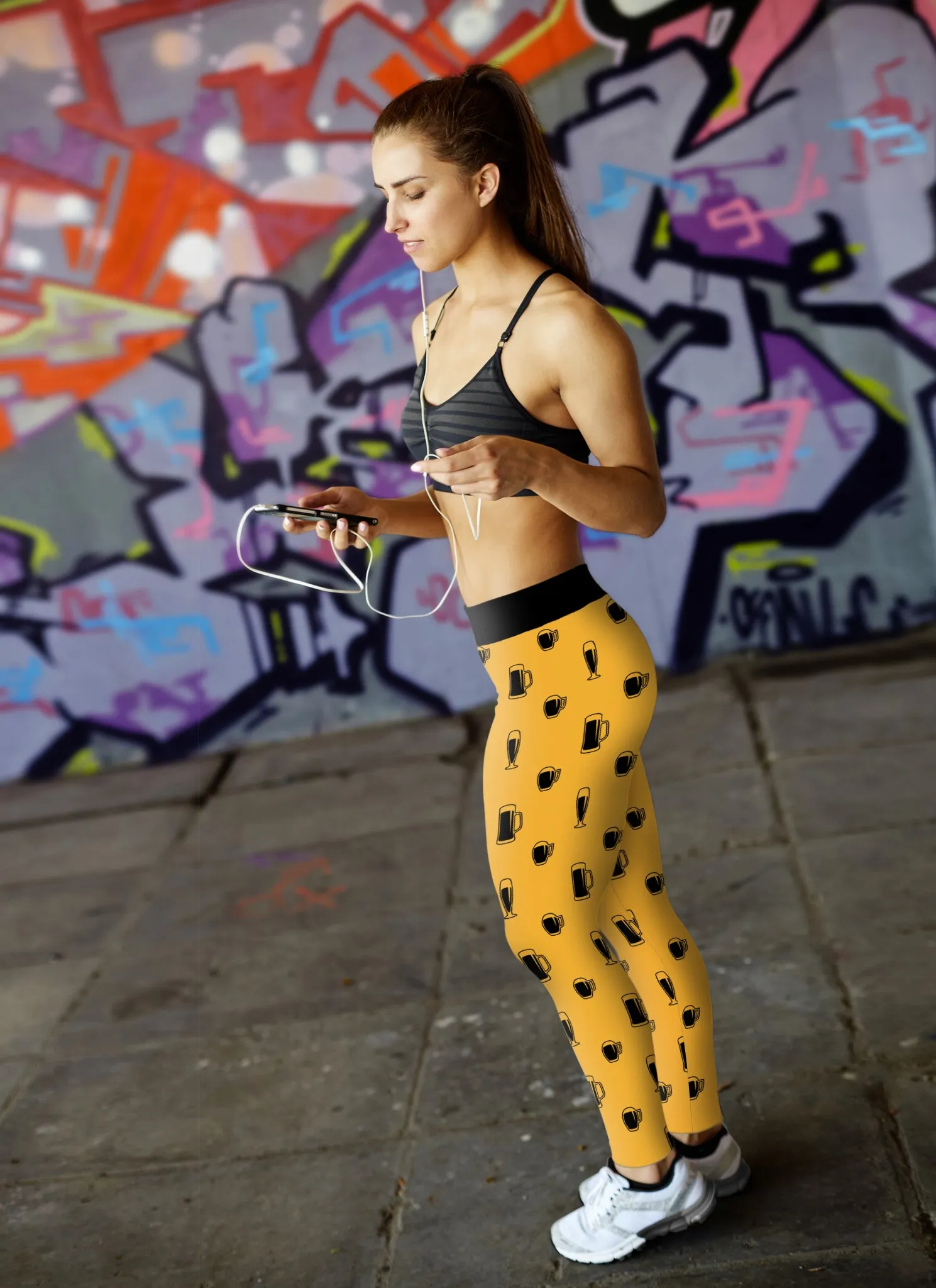 Gold and Black Beer Leggings