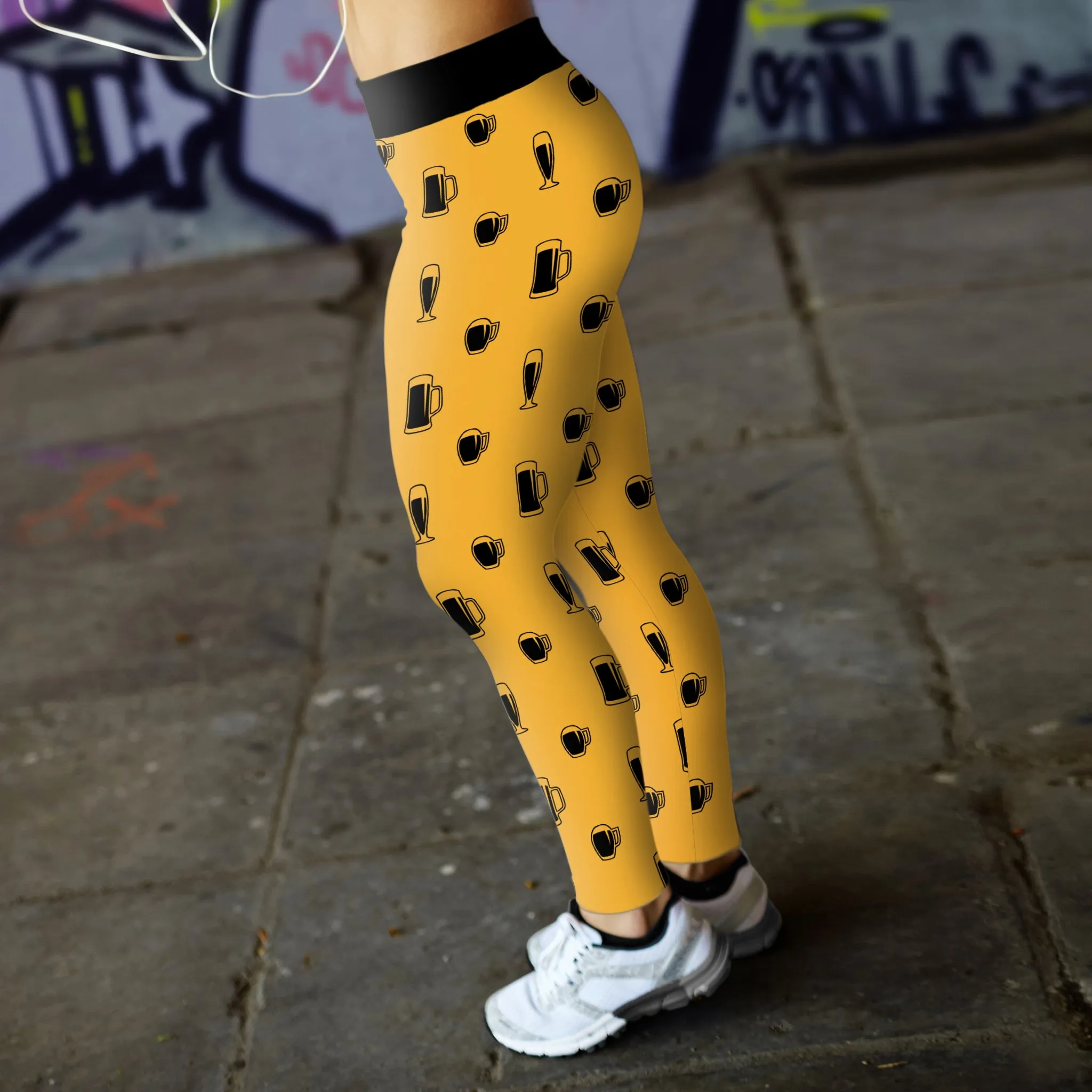 Gold and Black Beer Leggings