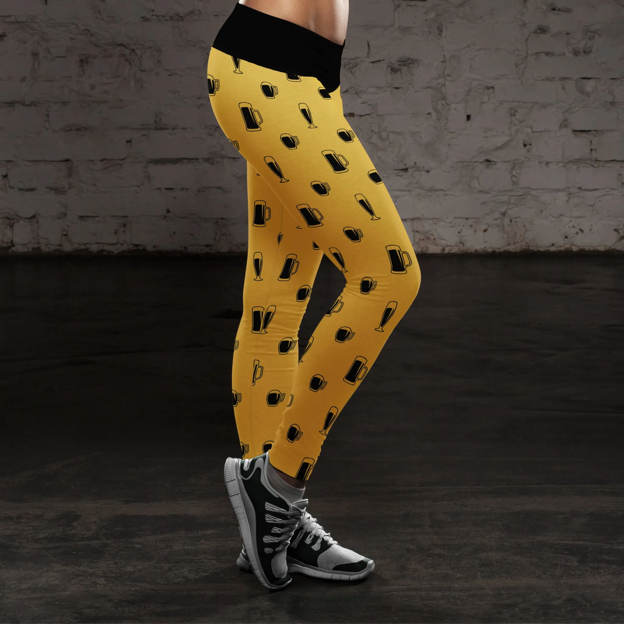 Gold and Black Beer Leggings