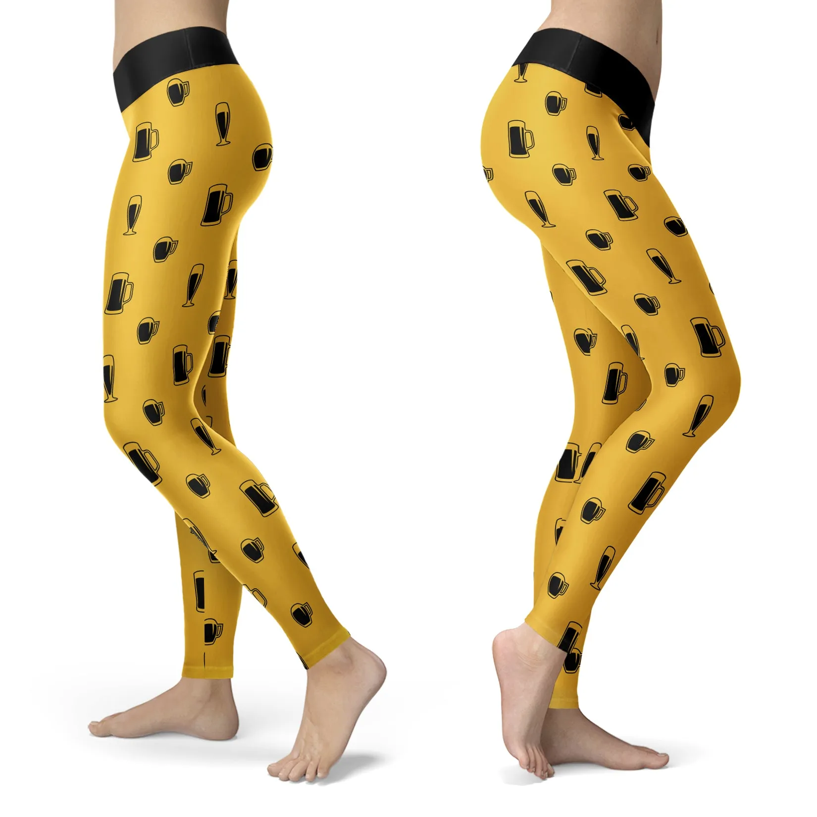 Gold and Black Beer Leggings