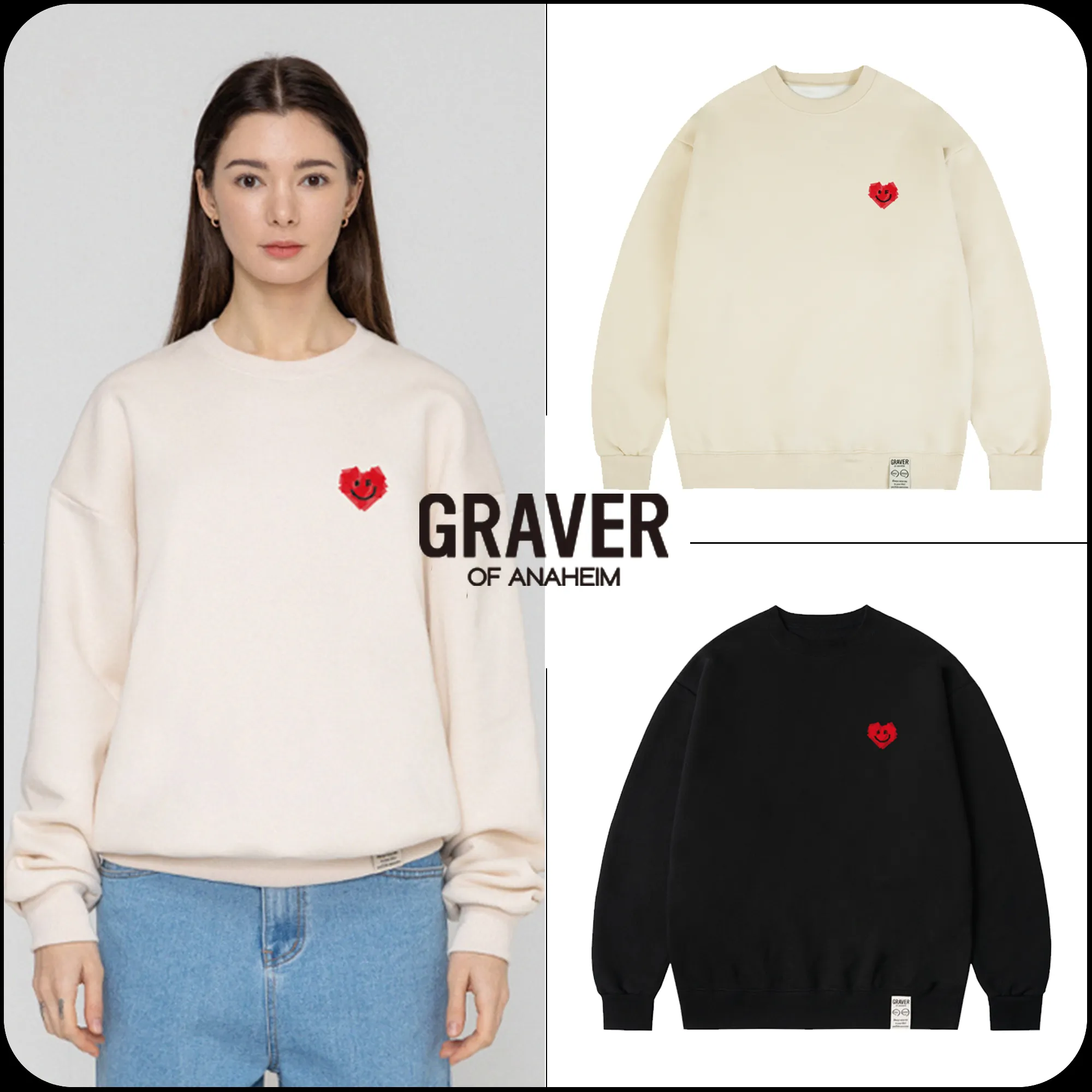 GRAVER  |[GRAVER]★SMALL TAPE HEART SMILE SWEATSHIRT