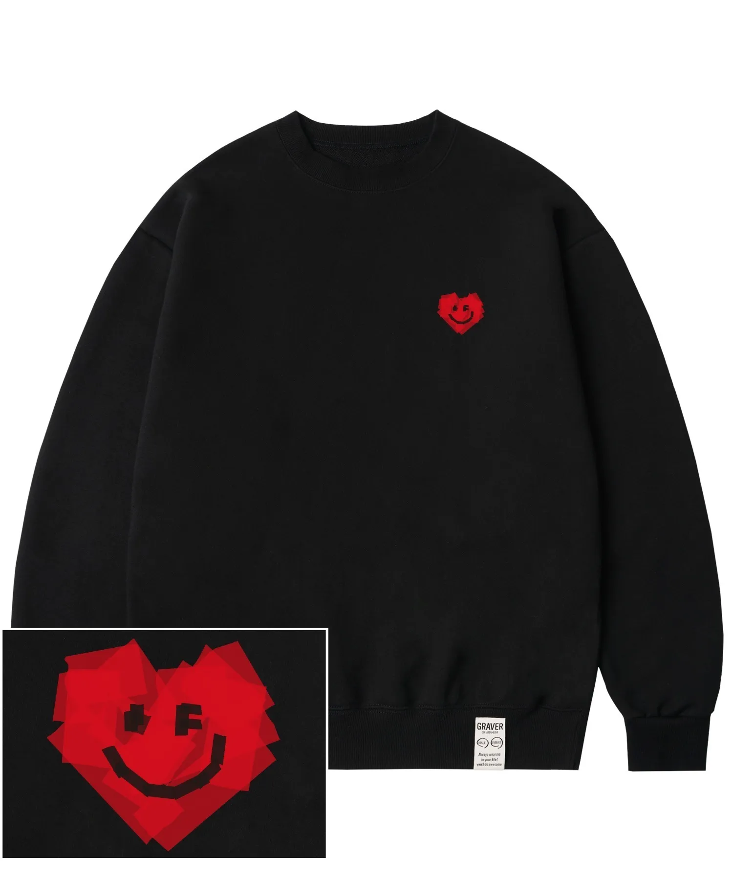 GRAVER  |[GRAVER]★SMALL TAPE HEART SMILE SWEATSHIRT