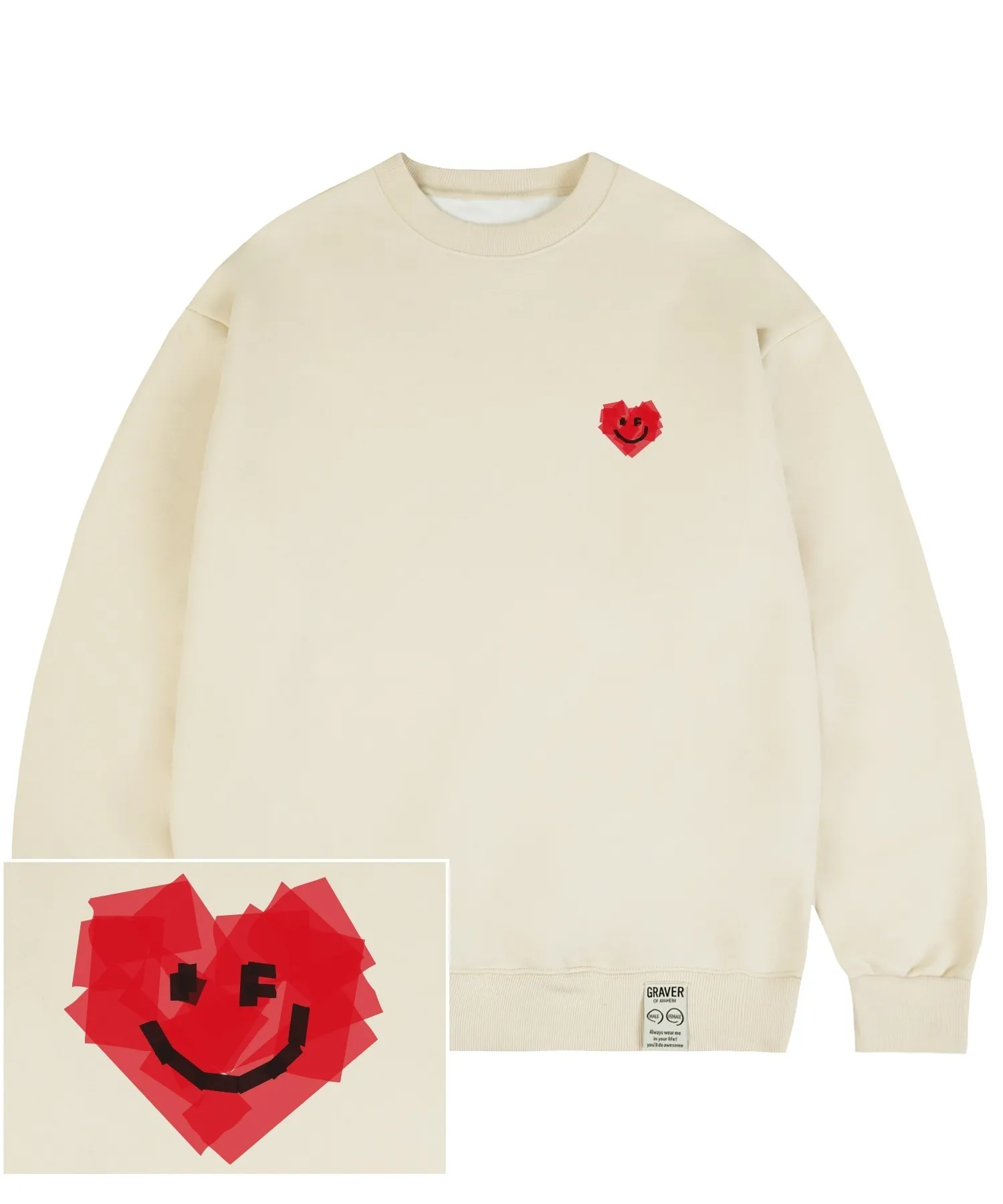 GRAVER  |[GRAVER]★SMALL TAPE HEART SMILE SWEATSHIRT